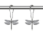 Stainless Steel Large Dragonfly Shower Curtain Rings with Ball Bearing - Bathroom Decor Hooks
