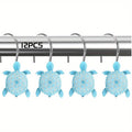 Blue Turtle-Shaped No-Drill Stainless Steel &amp; Resin Wall Hook for Bathroom Shower Curtain