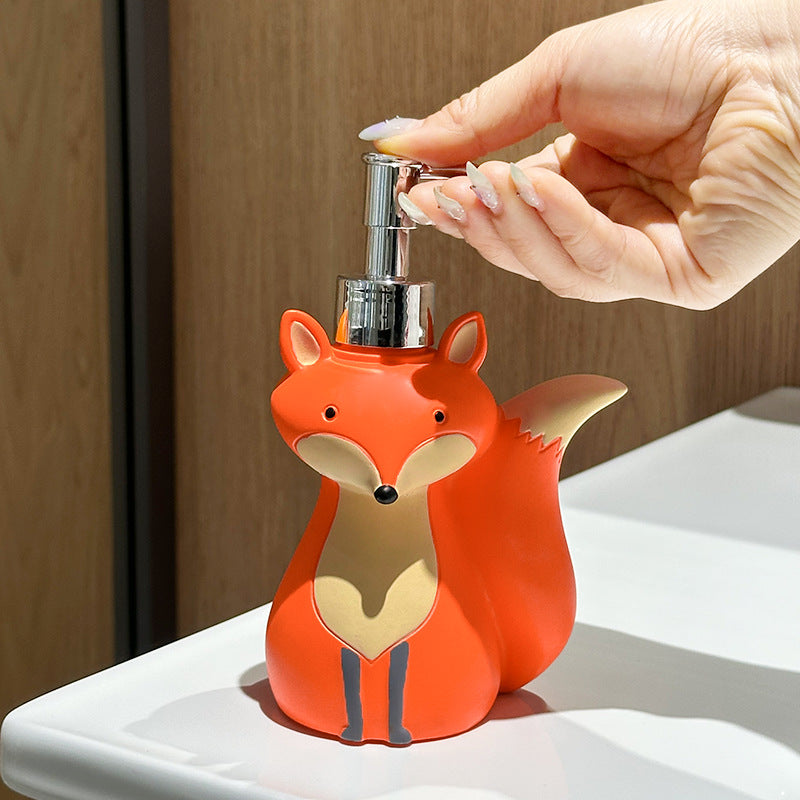 Cute Fox Press Bottle Lotion Bottle for Hotel, Home, Bathroom, Shampoo, Soap, Shower Gel Refill
