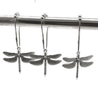 Stainless Steel Large Dragonfly Shower Curtain Rings with Ball Bearing - Bathroom Decor Hooks
