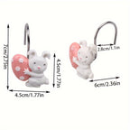 Easter Hand-Painted Resin Cute Egg &amp; Rabbit Bath &amp; Window Curtain Hook Rings