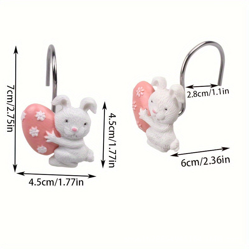 Easter Hand-Painted Resin Cute Egg &amp; Rabbit Bath &amp; Window Curtain Hook Rings