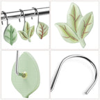 12 pcs/box, 2 boxes Exquisite Leaf Decor Shower Curtain Hooks Stainless Steel