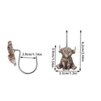 Mini Highland Cow Shower Curtain Hooks, Rust-Proof Stainless Steel